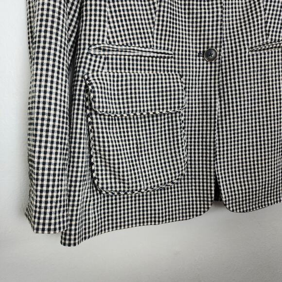 NEW Pearl by Lela Rose Black Checkered Plaid Houndstooth Blazer Jacket - Picture 8 of 11